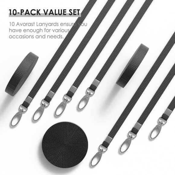 10 Pack Lanyards for ID Badges, Cruise Ship Cards, Keys, Keychain, Long-lasting - Picture 6 of 7